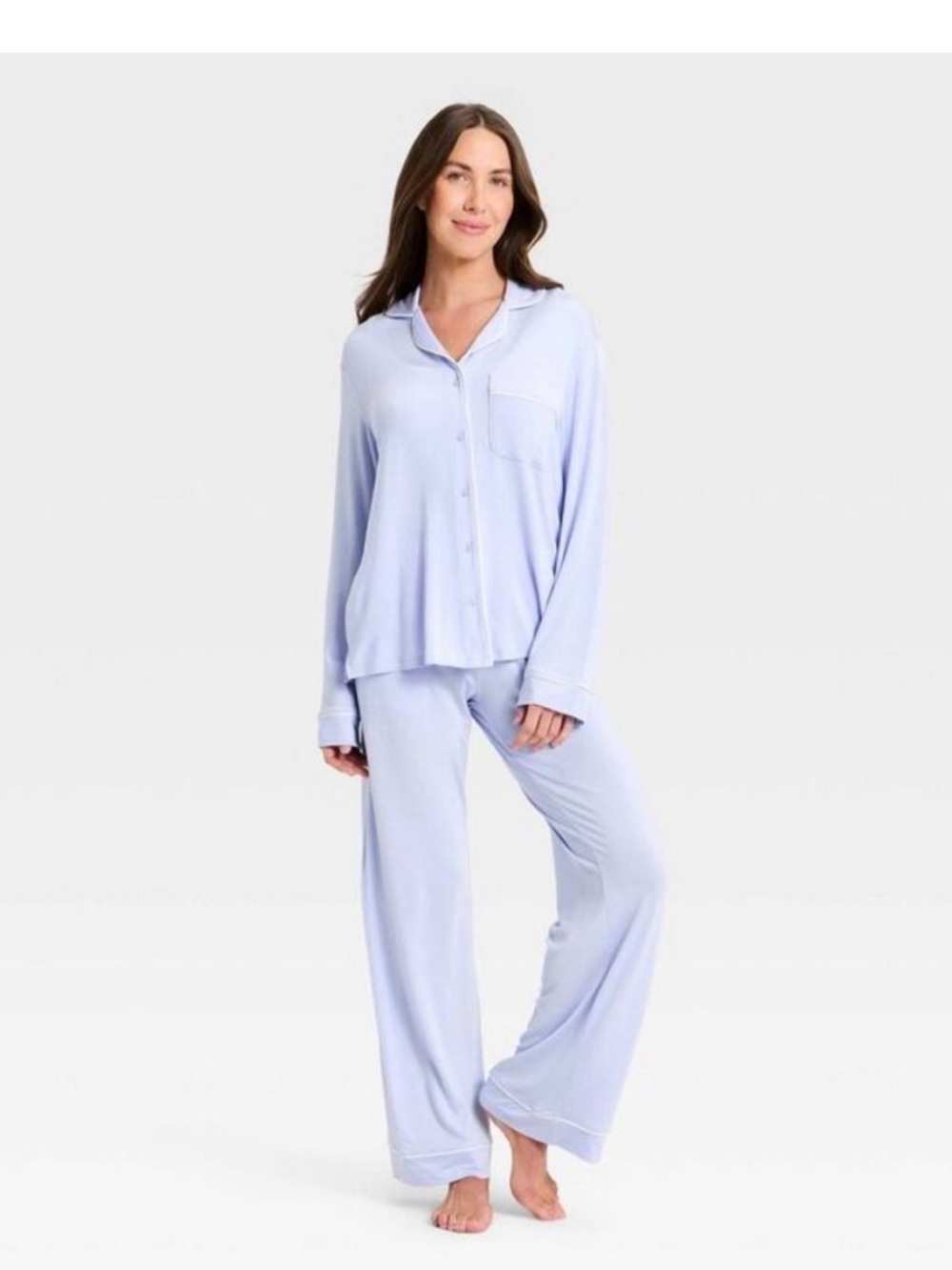 NWT Women’s Cloud Knit Model Long Sleeve Notch Collar Pajama Set Auden XL